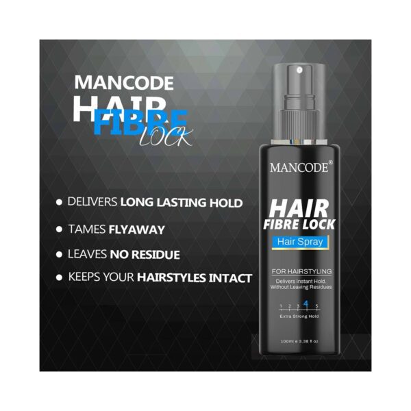 Mancode Hair Fibre Lock Lightweight Hair Spray For Hair Styling Delivers Instant Hold (100 ml) - Mancode