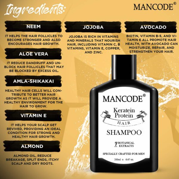 Mancode Keratin Protein Hair Shampoo (200ml) - Mancode