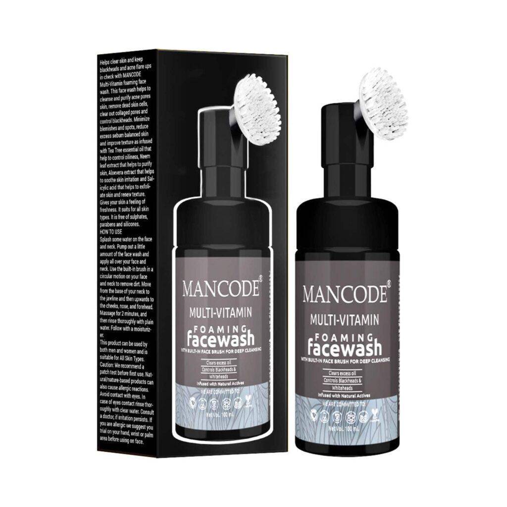 Mancode Multi Vitamin Foaming Face Wash with Bult-IN Face Brush (100 ml) - Mancode