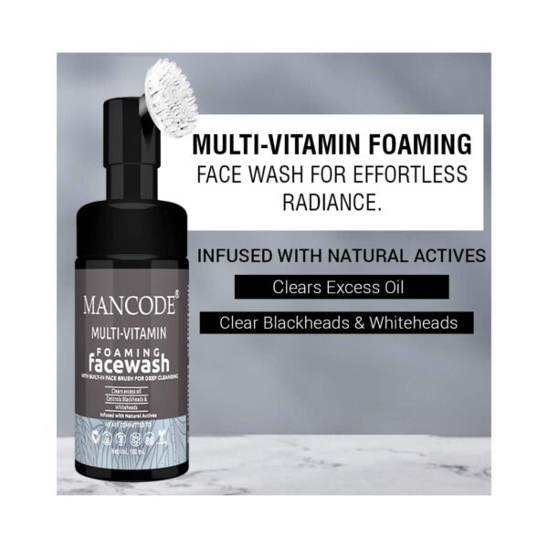 Mancode Multi Vitamin Foaming Face Wash with Bult-IN Face Brush (100 ml) - Mancode