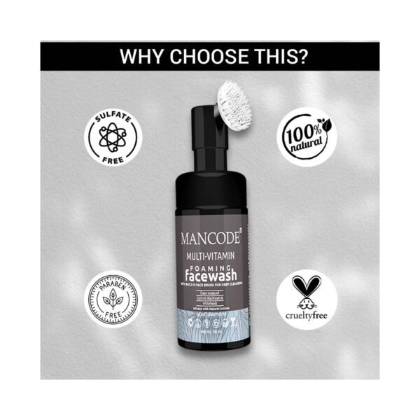 Mancode Multi Vitamin Foaming Face Wash with Bult-IN Face Brush (100 ml) - Mancode