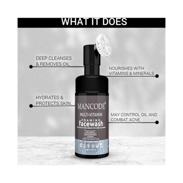 Mancode Multi Vitamin Foaming Face Wash with Bult-IN Face Brush (100 ml) - Mancode