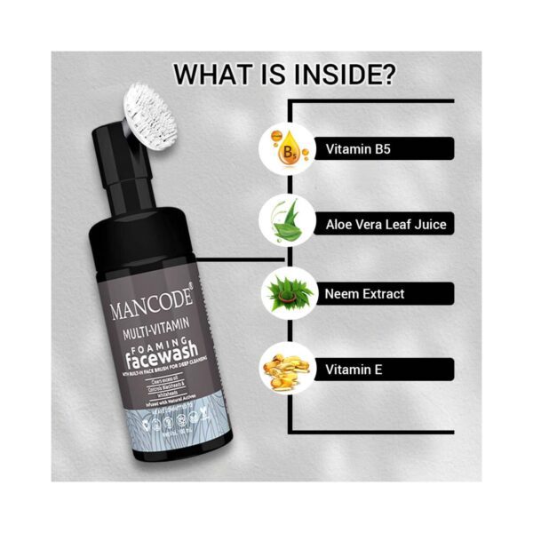 Mancode Multi Vitamin Foaming Face Wash with Bult-IN Face Brush (100 ml) - Mancode