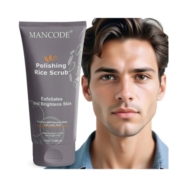Mancode Polishing Rice Face Scrub Exfoliates and Brightens Skin (100 g) - Mancode