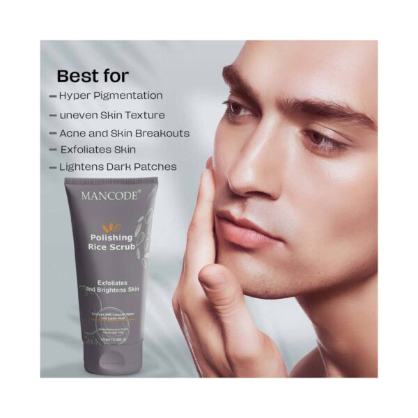 Mancode Polishing Rice Face Scrub Exfoliates and Brightens Skin (100 g) - Mancode