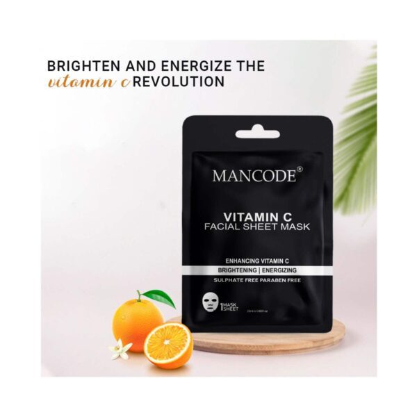 Mancode Vitamin C Facial Sheet Mask For All Skin Types (25 ml) - Mancode
