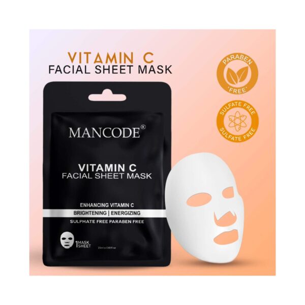 Mancode Vitamin C Facial Sheet Mask For All Skin Types (25 ml) - Mancode