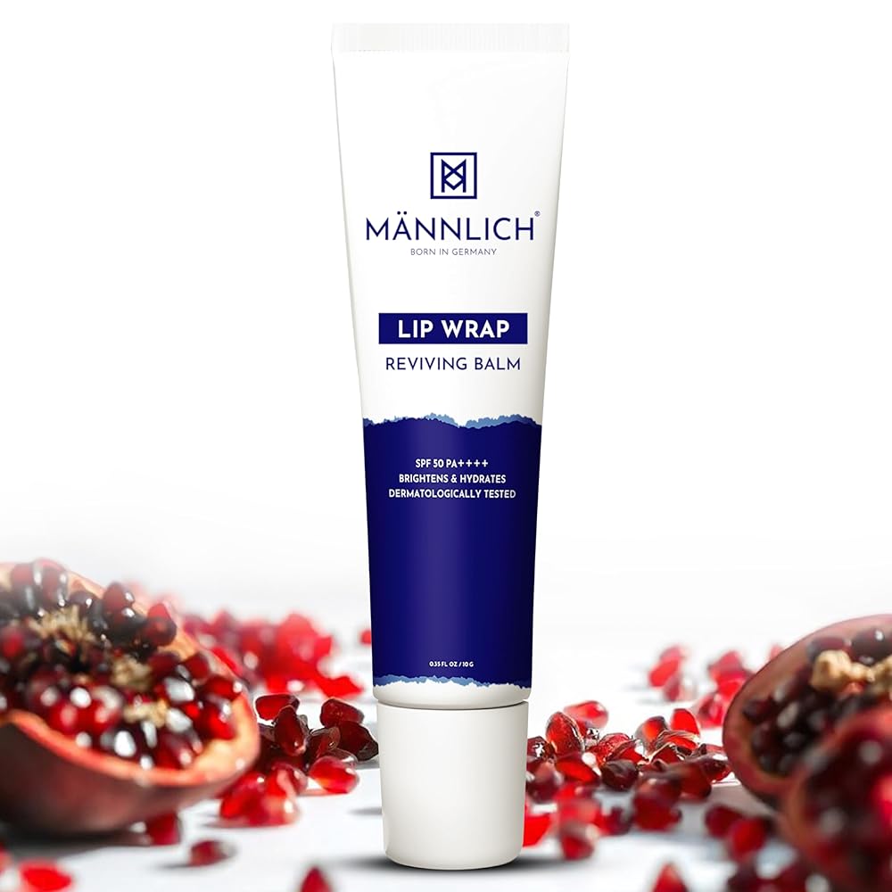 Mannlich Lip Balm For Men (10G) Lip Care With Spf 50 Pa++++ Protection - Lip Lightening For Dry & Chapped Lips - Moisturizes, Long-Lasting Hydration With 2% Kojic Acid & 1%...