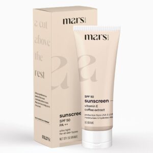 Mars by GHC Sunscreen SPF 50 PA++++ – Aqua Gel with Vitamin E & Aloe Vera, Lightweight, No White Cast (50g)