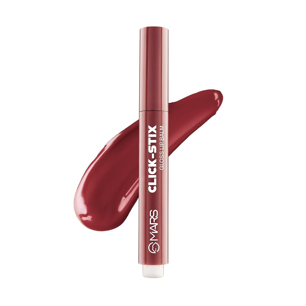 MARS Click Stix Gloss Lip Balm (2.0 gm) (04-CHERRY GLAZE) | High Pigmented | Ultra-Glossy Finish | Non-Sticky | Hydration | Enriched with Cocoa Butter