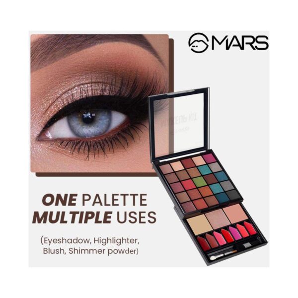 MARS Makeup Kit With 25 Eyeshadow, Blusher, Highlighter, Bronzer And 7 Lip Shades - 01 (40g) - MARS