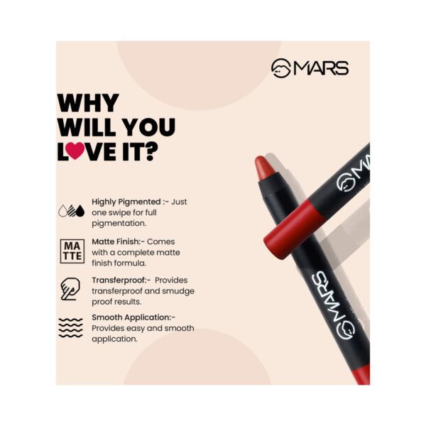 MARS Won't Smudge Won't Budge Matte Lip Crayon - Boss Lady (3.5g) - MARS
