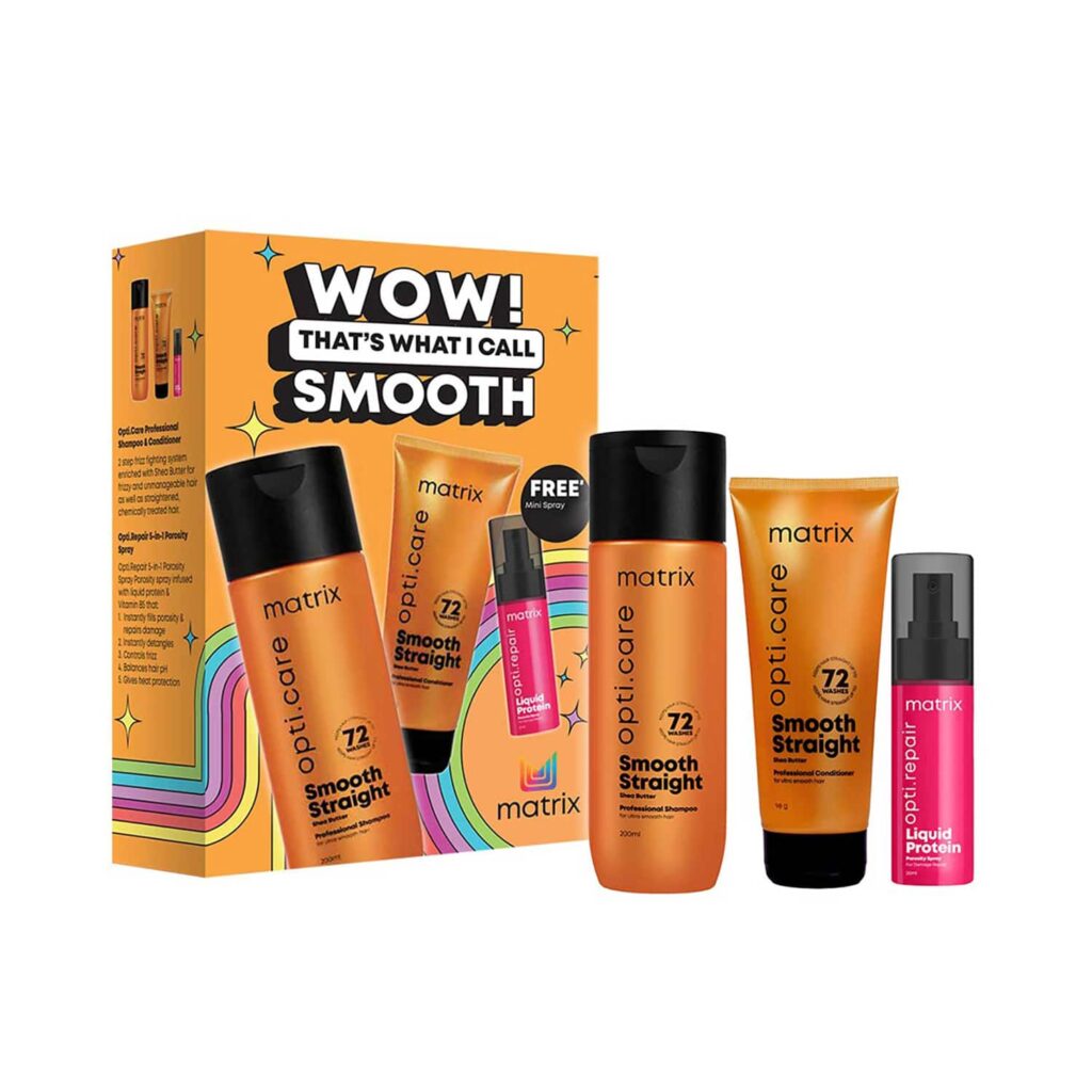 Matrix Professional Smooth Hair Combo -Anti-frizz Shampoo and Conditioner + Porosity Spray (3 pcs) - Matrix