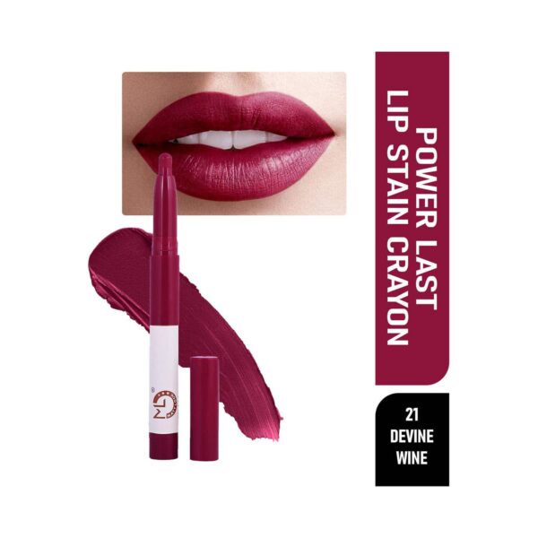 Matt Look Power Last Lip Stain Non Transfer Lip Crayon - Divine Wine (1.3g) - Matt Look