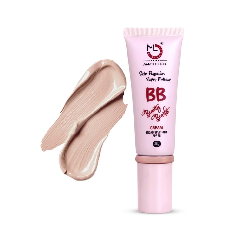 MATT LOOK Skin Perfection BB Super Makeup Cream, SPF 25 Oil Free Lightweight Hide Blemishes Facial Moisturizer with Deeply Hydrating Pore Minimizer Even Skin Tone - Warm Beige...