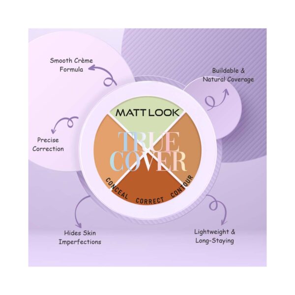 Matt Look True Cover Conceal, Correct & Contour Palette - Sugar Biscuit (12 g) - Matt Look