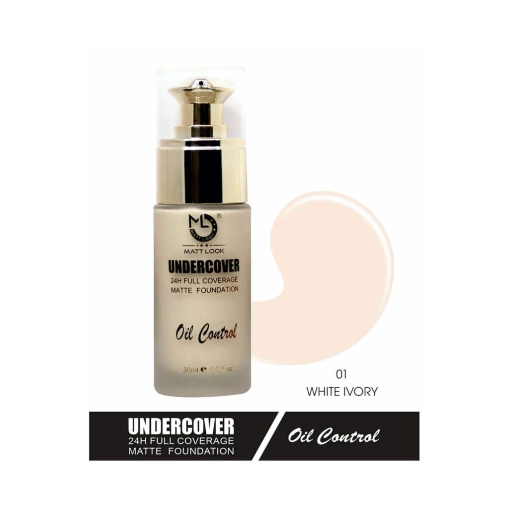 Matt Look Undercover 24H Full Coverage Matte Foundation - 01 White Ivory (30ml) - Matt Look