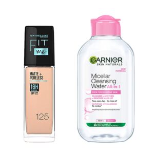 Maybelline New York Fit Me Liquid Foundation, 125 with Garnier Micellar Cleansing Water Combo - Maybelline New York