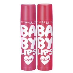 Maybelline New York Lip Balm, With SPF, Moisturises and Protects from the Sun, Baby Lips Cherry Crush & Baby Lips Berry Crush, Red (Pack of 2), 8g