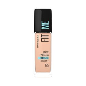 Maybelline New York Liquid Foundation, Matte Finish, With SPF, Absorbs Oil, Fit Me Matte + Poreless, 125 Nude Beige, 30 ml