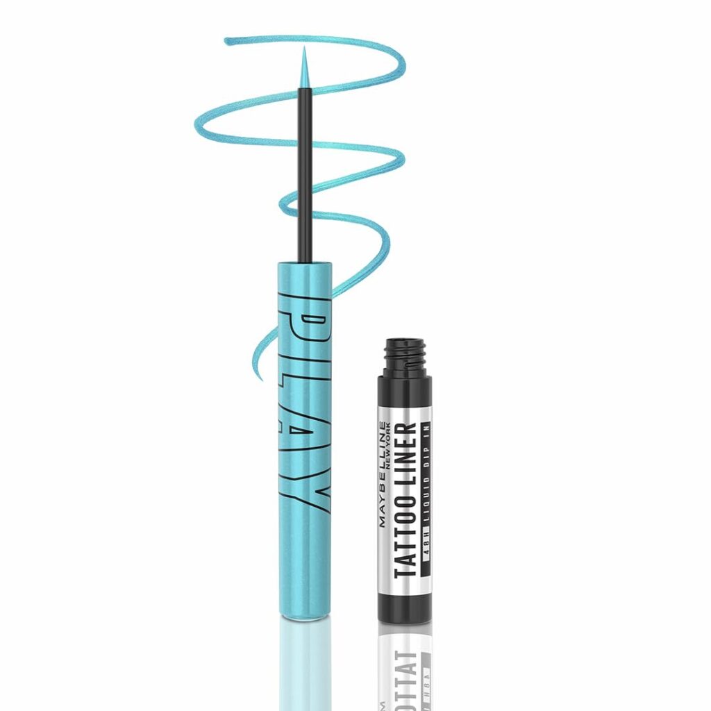 Maybelline New York Tattoo Play Light Blue Liquid Eyeliner - Ride, Upto 48 Hours Bold Color, Water-proof Eyeliner & Smudge-proof. Maybelline High-impact Color Liner, Vegan...