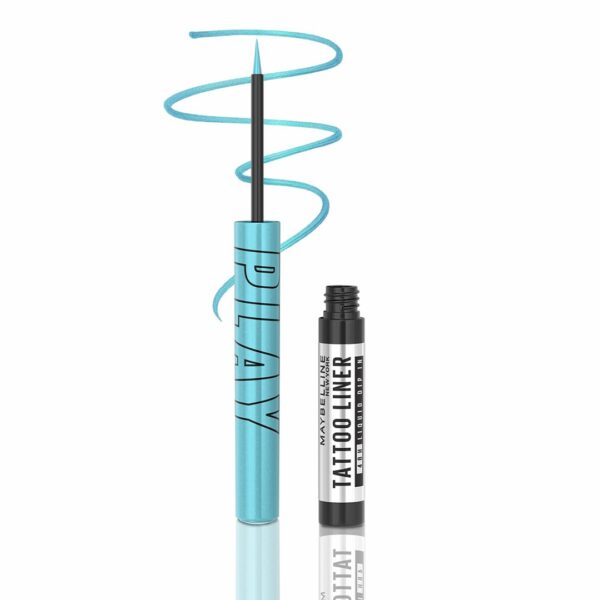 Maybelline New York Tattoo Play Light Blue Liquid Eyeliner - Ride, Upto 48 Hours Bold Color, Water-proof Eyeliner & Smudge-proof. Maybelline High-impact Color Liner, Vegan...
