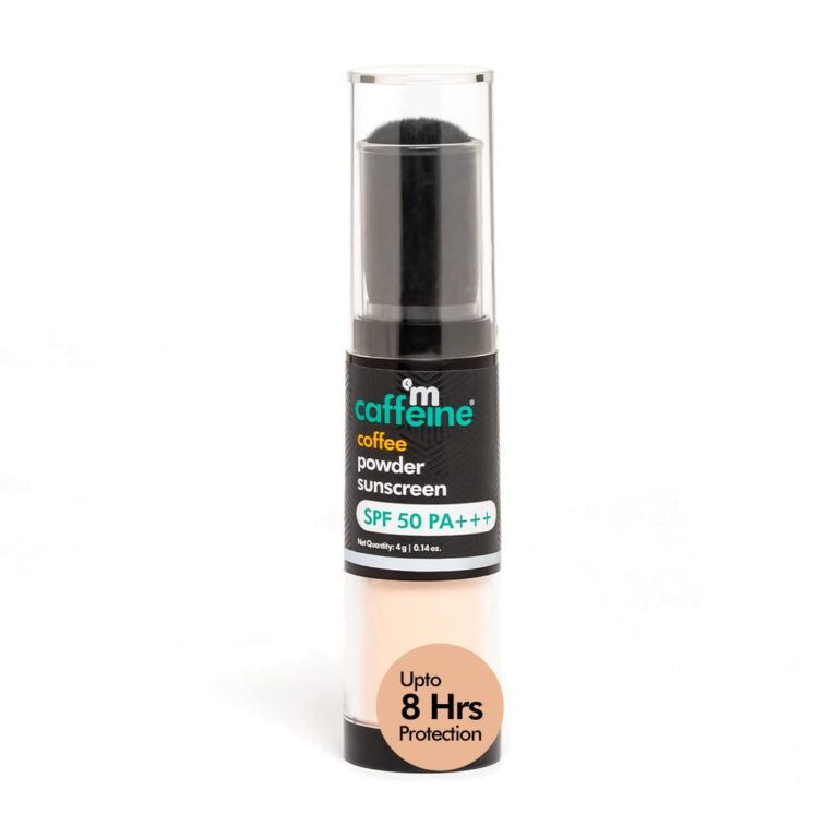 mCaffeine 100% Mineral Powder Sunscreen SPF 50 PA+++ for Oily Skin | Mattifying, Water Resistant & Zero White Cast | Travel Friendly & Easy to Apply