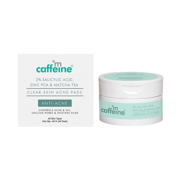 mCaffeine 2% Salicylic Acid Zinc Pca & Matcha Tea Clear Skin Acne Pads - mCaffeine