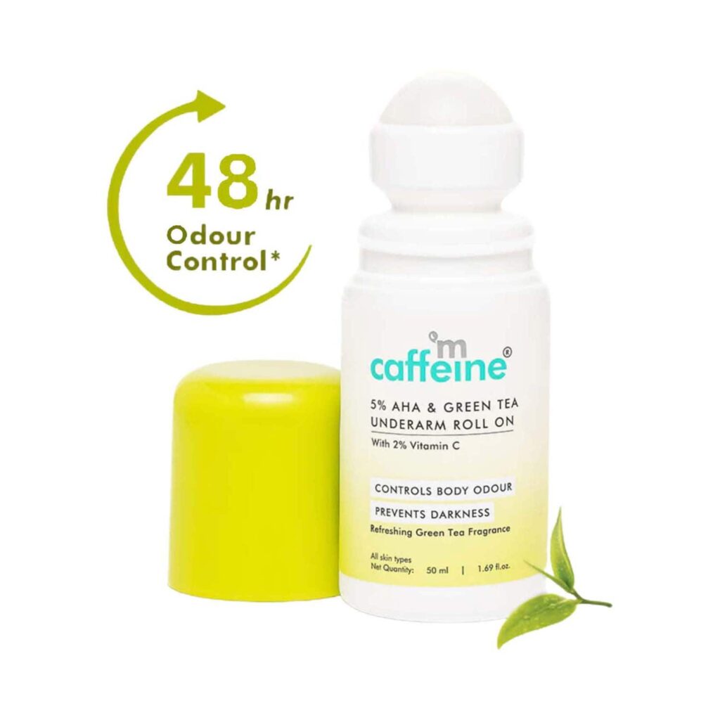mCaffeine 5% AHA Underarm Roll On with Green Tea (50 ml) - mCaffeine