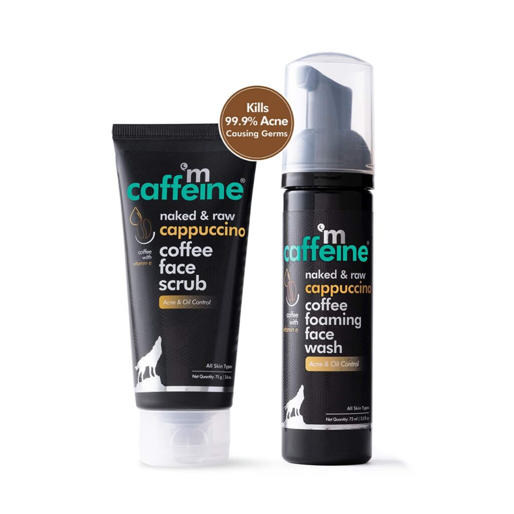 mCaffeine Acne and Pimples Controlling Face Wash & Face Scrub Combo (2Pcs) - mCaffeine