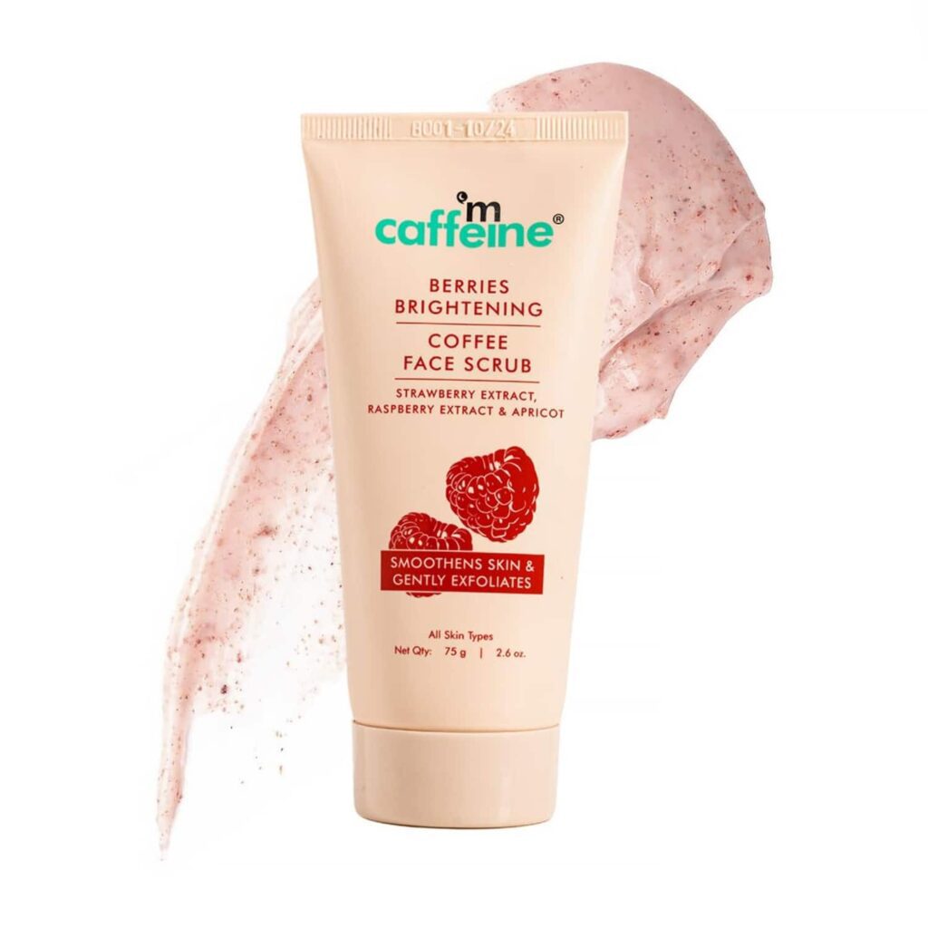 mCaffeine Berries Brightening Coffee Face Scrub for Glow (75 g) - mCaffeine