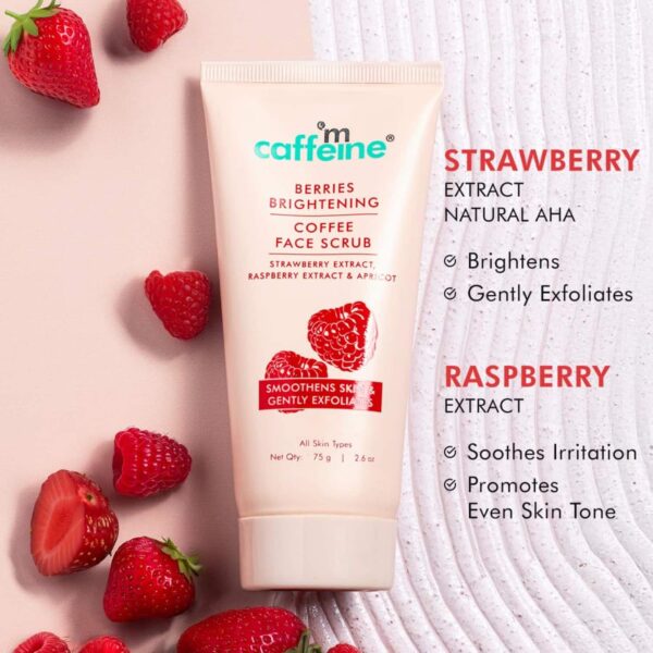 mCaffeine Berries Brightening Coffee Face Scrub for Glow (75 g) - mCaffeine