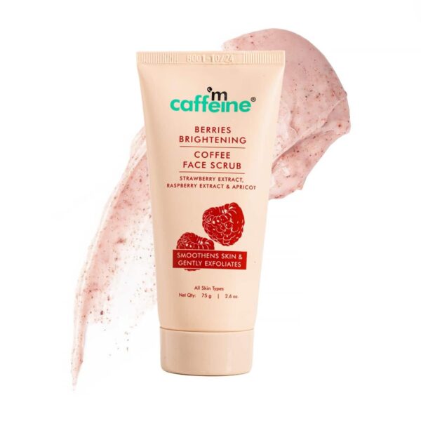 mCaffeine Berries Brightening Coffee Face Scrub for Glow (75 g) - mCaffeine