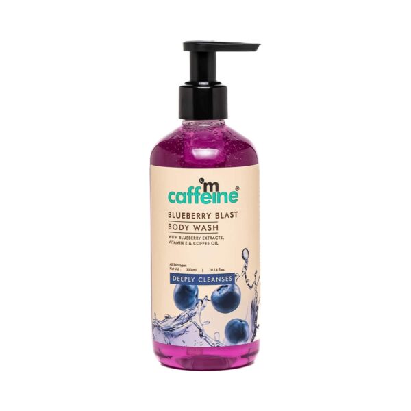 mCaffeine Blueberry Blast Body Wash with Fruity Fresh Blueberry Aroma Pack of 2 Combo - mCaffeine