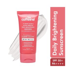 mCaffeine Clear Glow 1% Kojic Acid & Alpha Arbutin Brightening Sunscreen SPF 50 PA++++ (50 ml) - mCaffeine