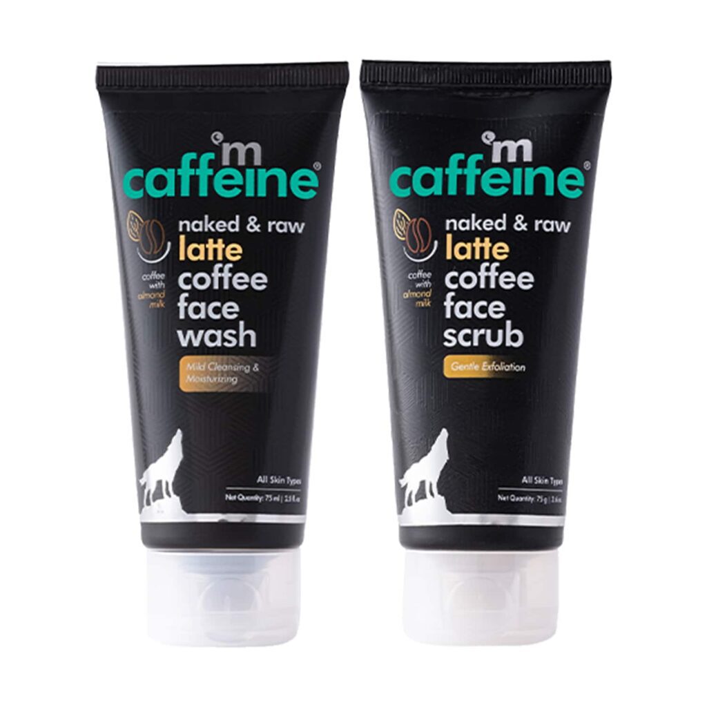 mCaffeine Coffee Face Wash & Scrub Combo Reduces Acne Pimple & Tan Gives Glowing Skin Pack of 2 - mCaffeine