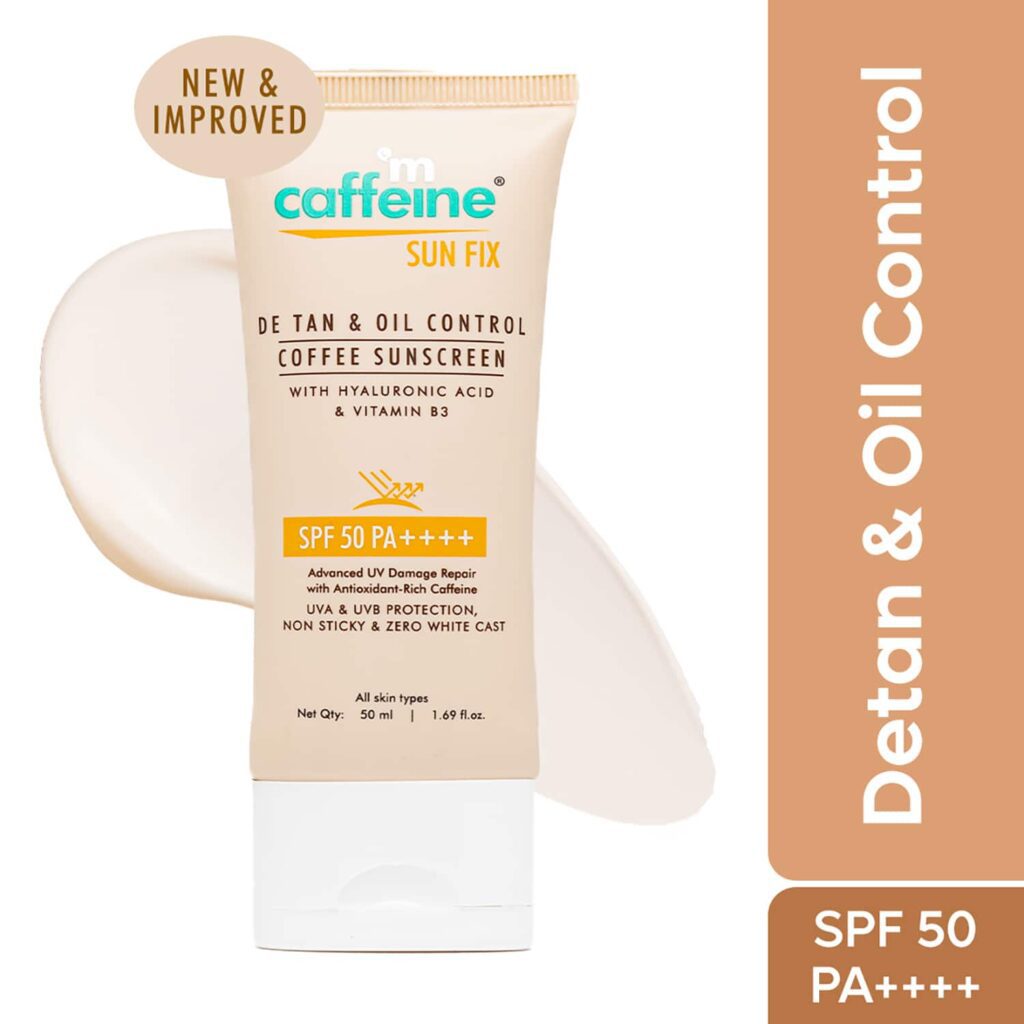 mCaffeine Detan & Oil Control Sunscreen SPF 50 PA++++ with Coffee UV Protection (50 ml) - mCaffeine