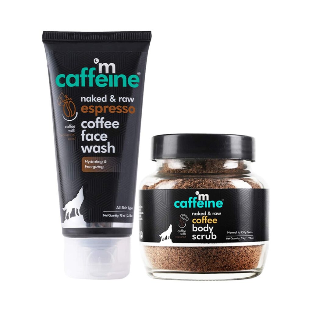 mCaffeine Face & Body Care Combo with Coffee Body Scrub & Face Wash - Cleanse & Exfoliate Pack of 2 - mCaffeine