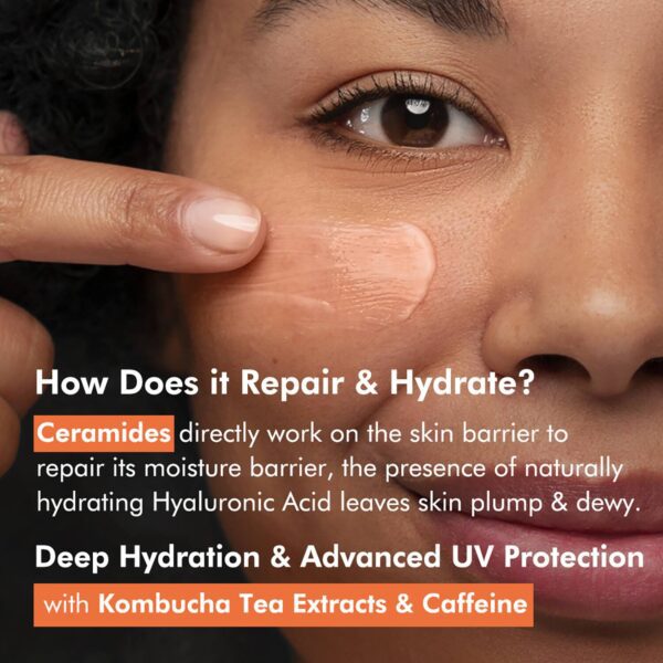 mCaffeine Hydra Repair Sunscreen SPF 50 PA++++ with Kombucha Tea UVA-UVB Protection & No White Cast - mCaffeine