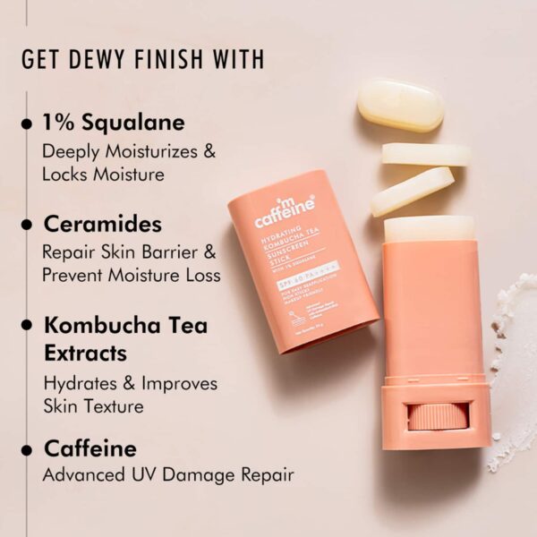 mCaffeine Kombucha Tea Sunscreen Stick with 1% Squalane SPF 60 PA++++ (20 g) - mCaffeine