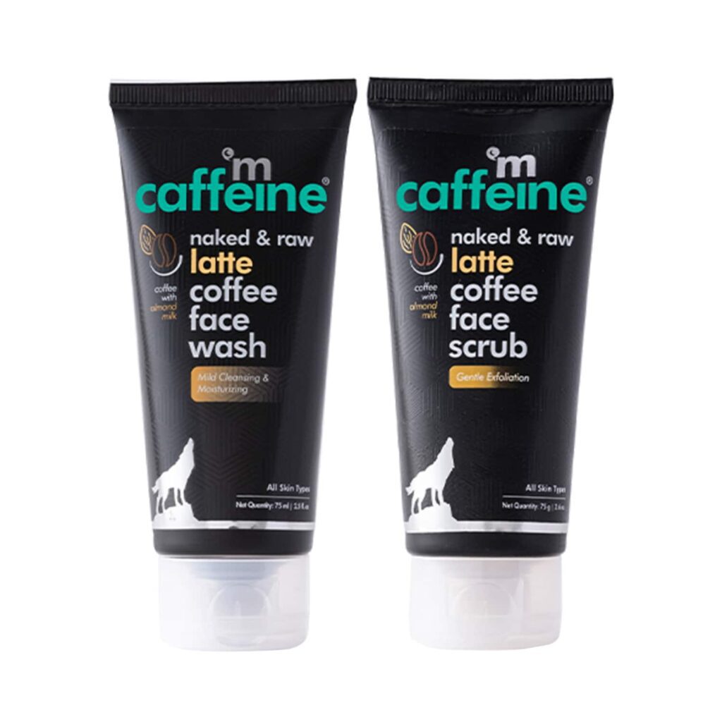 mCaffeine Naked & Raw Latte Coffee Face Scrub And Latte Coffee Face Wash - (2Pcs) - mCaffeine