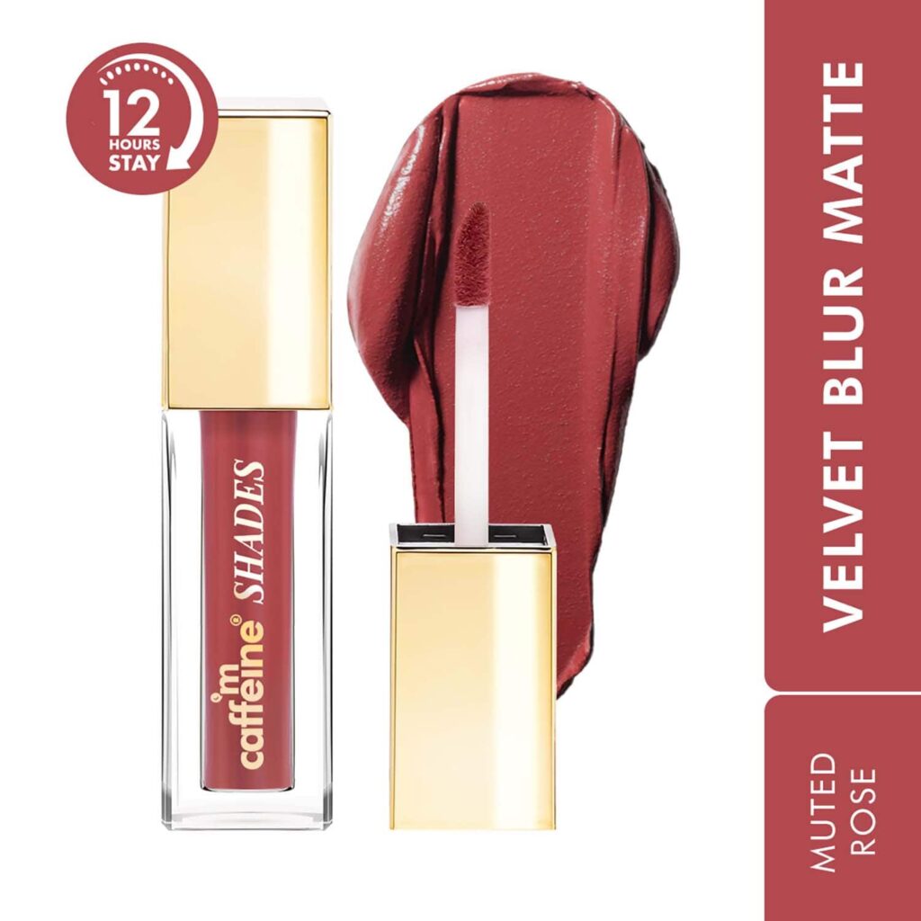 mCaffeine Shades Velvet Blur Matte Liquid Lipstick - Muted Rose (4 ml) - mCaffeine