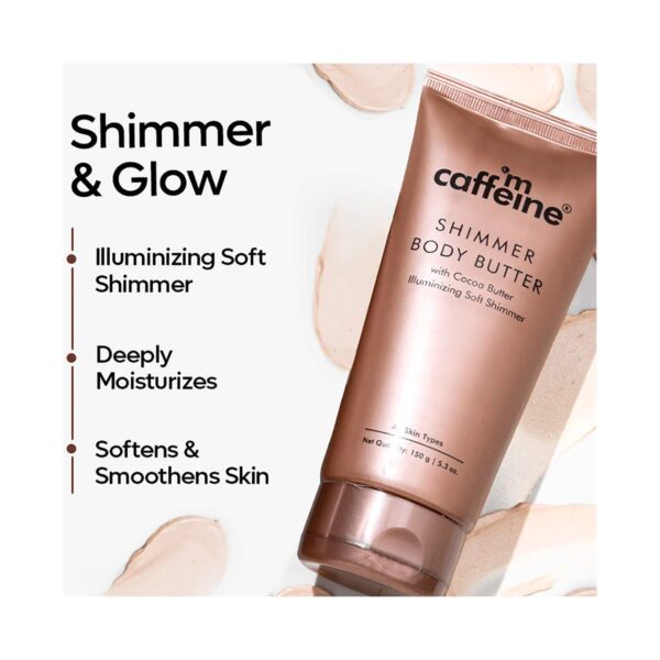 mCaffeine Shimmer Body Butter with Cocoa Butter for Shimmery & Glowing Skin (150g) - mCaffeine