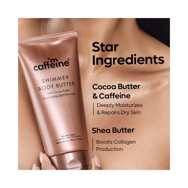 mCaffeine Shimmer Body Butter with Cocoa Butter for Shimmery & Glowing Skin (150g) - mCaffeine