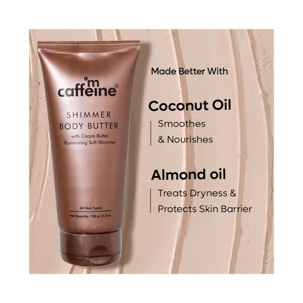 mCaffeine Shimmer Body Butter with Cocoa Butter for Shimmery & Glowing Skin (150g) - mCaffeine