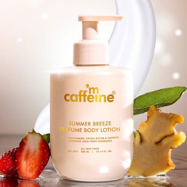 mCaffeine Summer Breeze Perfume Body Lotion with Niacinamide,Cocoa Butter,Fresh Aquatic Fragrance (300 ml) - mCaffeine