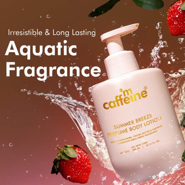 mCaffeine Summer Breeze Perfume Body Lotion with Niacinamide,Cocoa Butter,Fresh Aquatic Fragrance (300 ml) - mCaffeine
