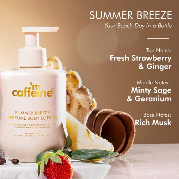 mCaffeine Summer Breeze Perfume Body Lotion with Niacinamide,Cocoa Butter,Fresh Aquatic Fragrance (300 ml) - mCaffeine