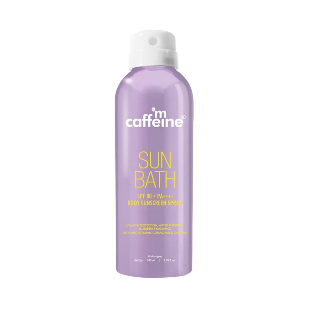 mCaffeine Sun Bath SPF 80 + Pa++++ Body Sunscreen Spray (100 ml) - mCaffeine