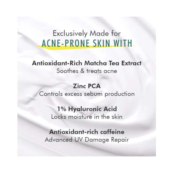 mCaffeine Sun Fix Ultra Light 1% Hyaluronic Acid Matcha Tea Sunscreen with SPF 50 PA++++ (50 ml) - mCaffeine
